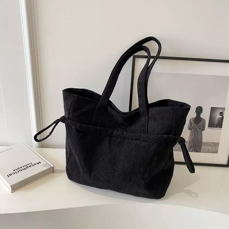 Large Capacity Corduroy Tote Bag Women's Autumn and Winter New Pumping Belt Women's Bag Student Shoulder Bag Armpit Big Bag