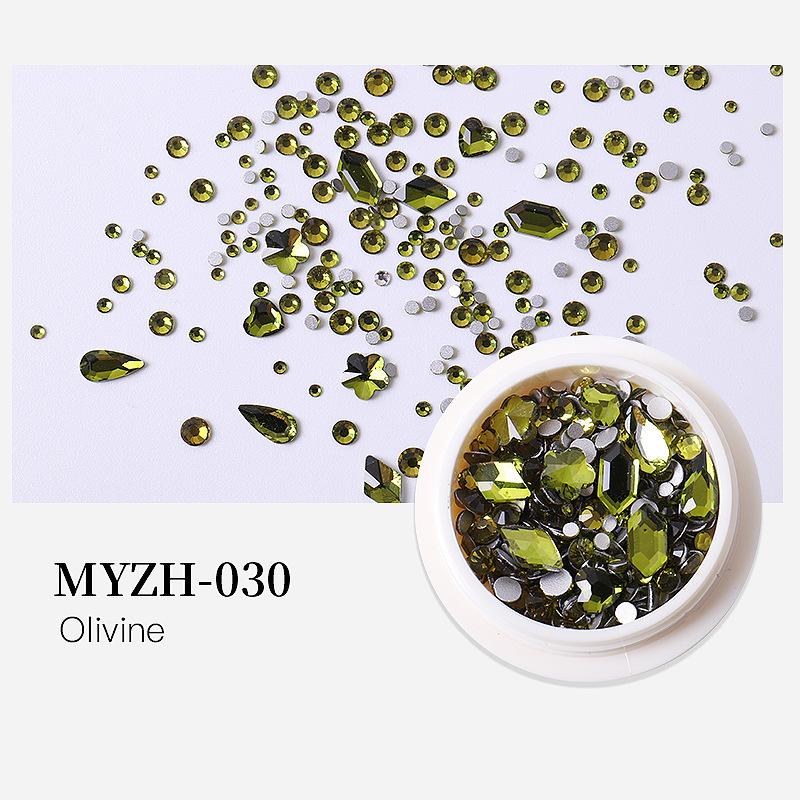 Round Box Nail Art Jewelry Glass Round Diamond Special-Shaped Diamond Flat Bottom Diamond Nail Art Diamond Jewelry Mixed