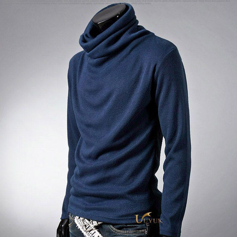 Men's Slim Fit Turtleneck Knit Sweater: Spring & Autumn Solid Color, Korean Style Long Sleeve Pullover.
