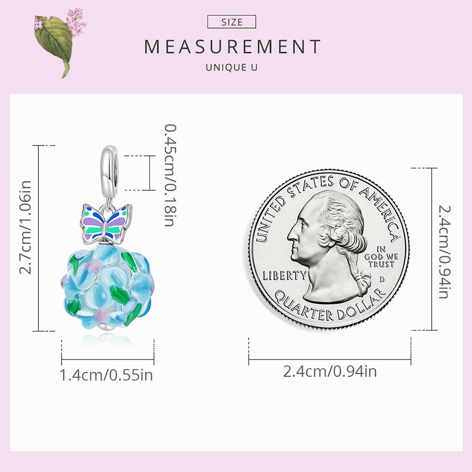 WOSTU 925 Sterling Silver Delicate Flower Butterfly Charm Crystal Blue Bead Fit Original Bracelet For Women Jewelry