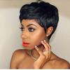 Elegant Pixie Cut Synthetic Wigs Short Hair Straight Black Wigs With Bangs For Women
