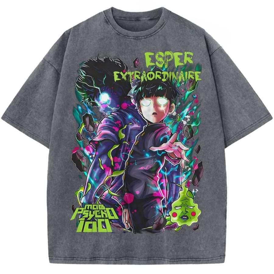 

Mob Psycho 100 Kageyama Shigeo Printed Tee Men Women Washed Cotton T-shirts Manga Vintage T Shirt Harajuku Male Oversized Tshirt XXL сірий колір