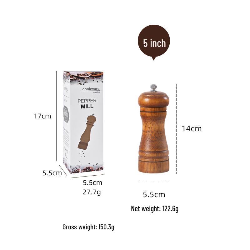 Antique Oak Pepper Grinder: Manual Tool for Peppercorns, Salt & Seasonings.
