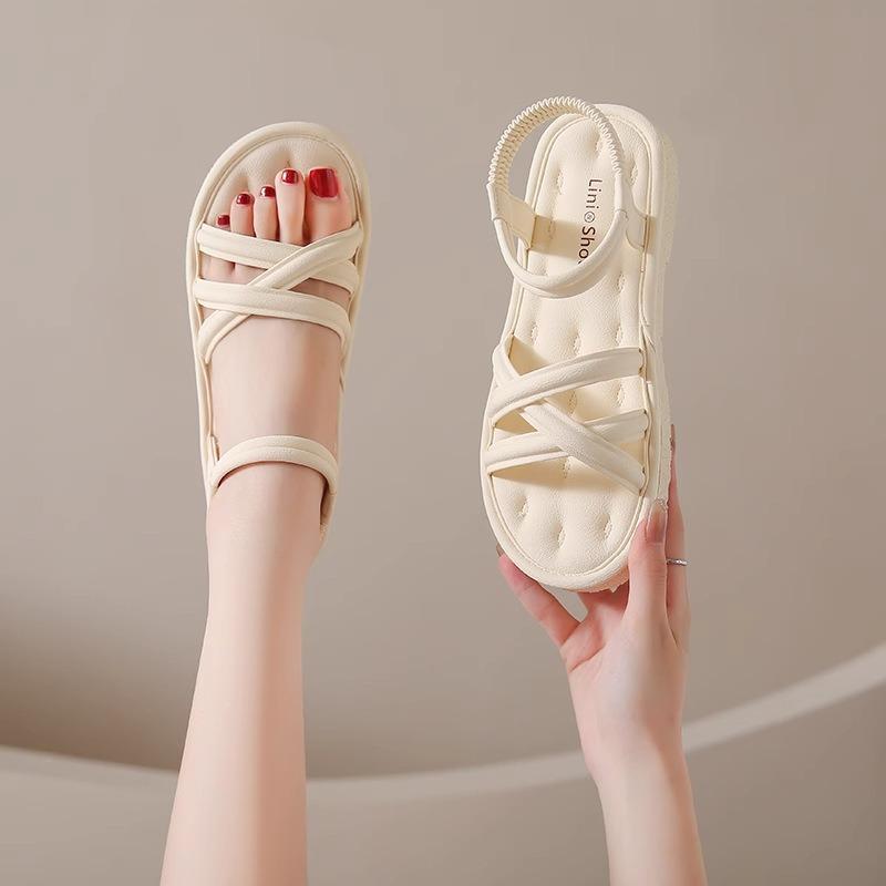 Pregnant Women's Flat-soled Sandals Women's New Summer Wear Versatile Elastic Band with Skirt Cool Slippers