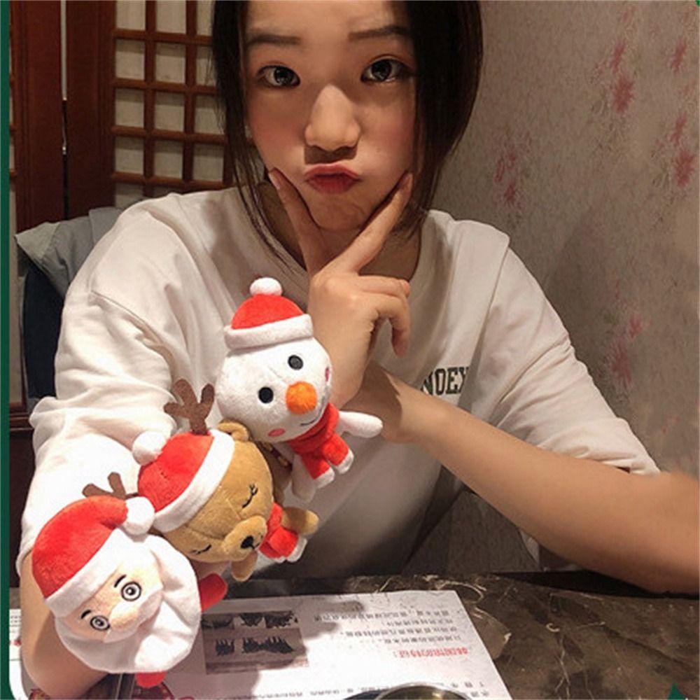 Reindeer Elk Christmas Slap Wristband Santa Claus Clap Circle Toys Hand Ring Ornaments  Kid Adult