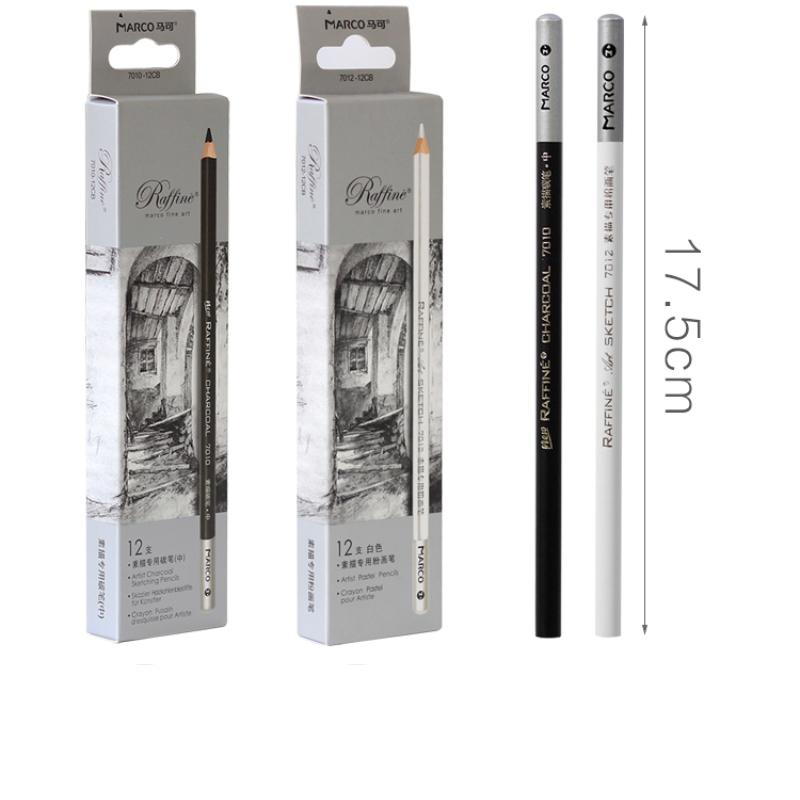 Marco White Charcoal Pencil Profesional Black Charcoal Pen Sketch Drawing Para Dibujar Papeleria Soft-medium-hard Chrcoal Pen