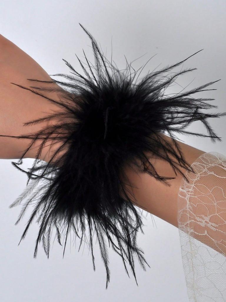 DIY 2 Stück wunderschöne Straußenfeder-Manschetten, flauschige Armbänder, farbige Federarmbänder, Haarschmuck, Fußkettchen, Ärmelmanschetten, Dekoration