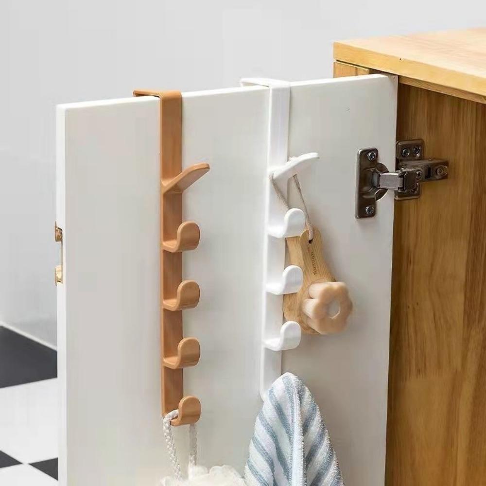 Five-segment Door Hanger Hook Multi-functional Coat Bag Towel Door Seamless Rack Home Bedroom Organizer Utensils Hook