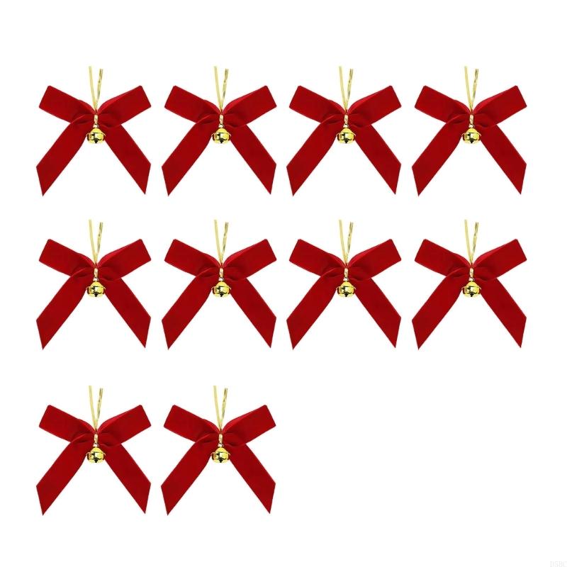 10Pcs Velvety Bowknot Hnaging Ornament with for Christmas Tree Decoration