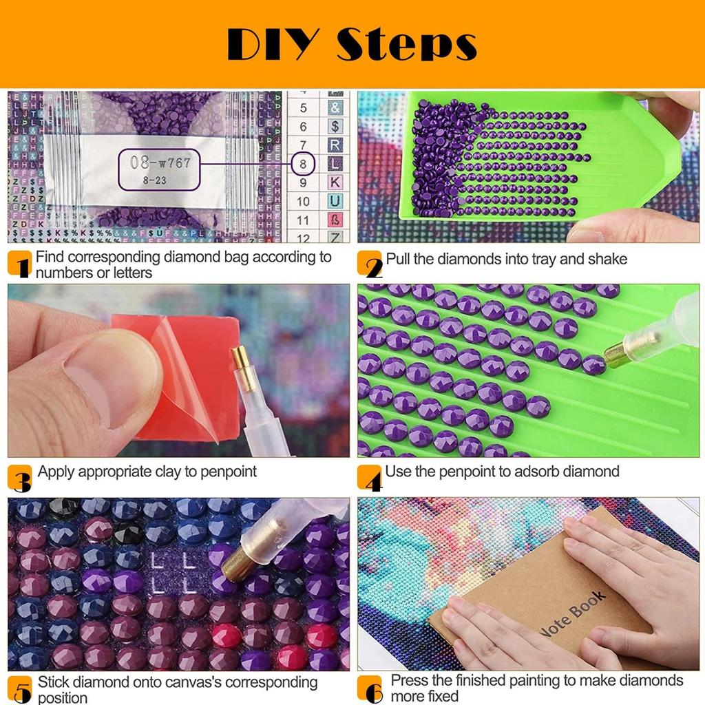 Flower Butterfly Diamond Painting Kit, 5D Fantasy Rhinestone Painting, DIY Colorful Round Gemstone Cross Stitch Craft, Decorative Home Wall Mural