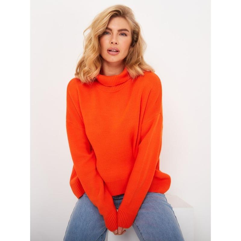 Winter Women Knitted Top Oversized Turtleneck Sweater Pullovers Warm Soft Basic Green Rose Red Girl