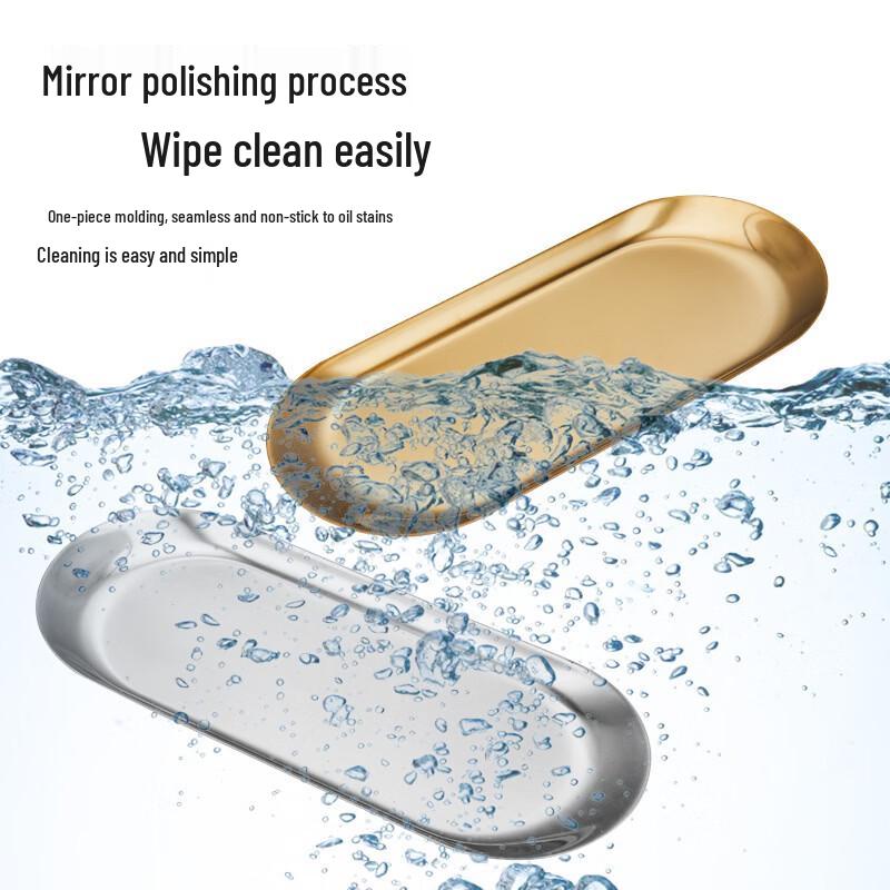 Gold Stainless Steel Oval Divided Serving Tray