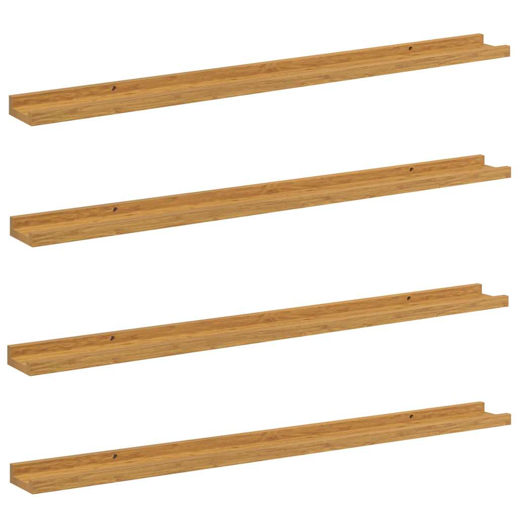 Wall Shelf with Shelf 4 pcs Beige 100 x 9 x 3 cm Wood Based Material