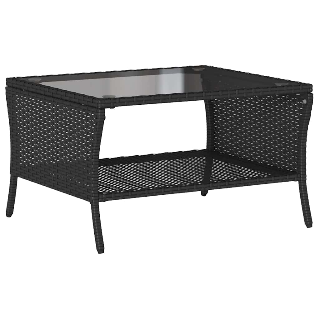 2 Seater Garden Sofa with Cushions & Table Black Poly Rattan