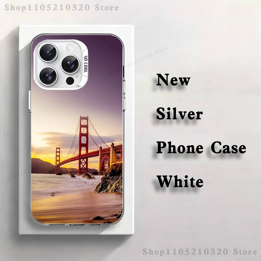 USA Golden Gate Bridge Phone Case For iPhone 17,16,15,14,13,12,11,Pro,XS,Max,Plus,Mini,SE4,E white Matte Shockproof Cover