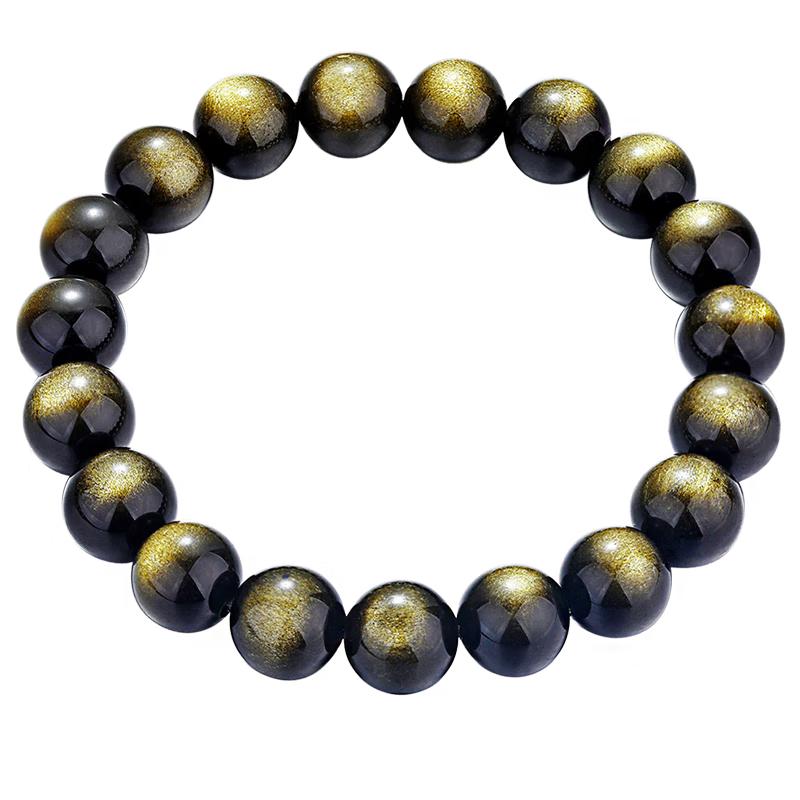 Shiyue Natural Black Obsidian Charm Bracelet Gift Box Set with Certificate