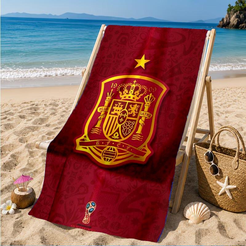 Asciugamano da Spiaggia in Microfibra Stampato con Emblema Nazionale Spagnolo, Morbido e Assorbente, Asciugatura Rapida, Ideale per Viaggi Estivi, Essenziale per la Spiaggia, Piscina