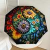 1pc Floral Yin-Yang Harmony Umbrella with Plastic Handle,Suitable for All Seasons Home Travel Outdoor UmbrellaDD1779
