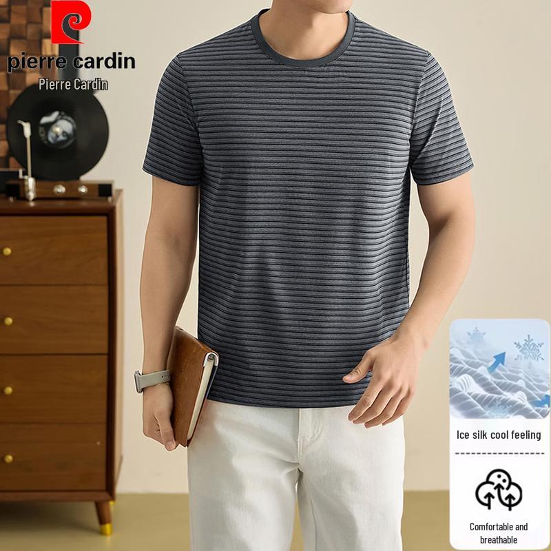 Pierre Cardin Men s Striped Round Neck Short Sleeve T-Shirt L