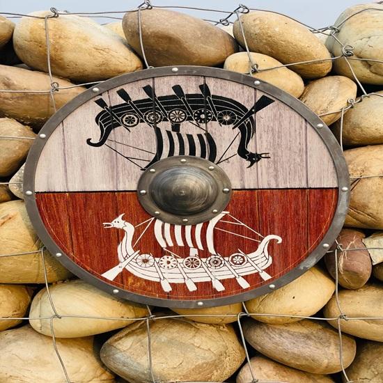 60.96 Cm Viking Round Shield Medieval Warrior Shield Drakkar Wooden Norse Shield Décor Shield Best Gift