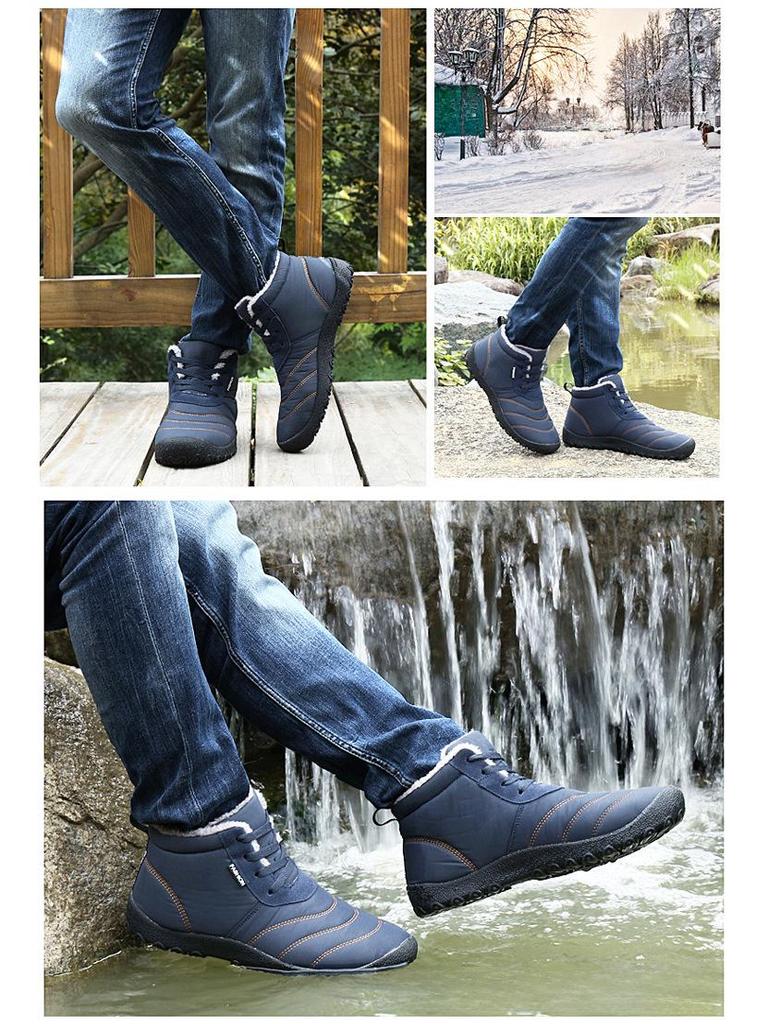 Men's Winter High-Top Lace-Up Velvet-Lined Boots for Seniors