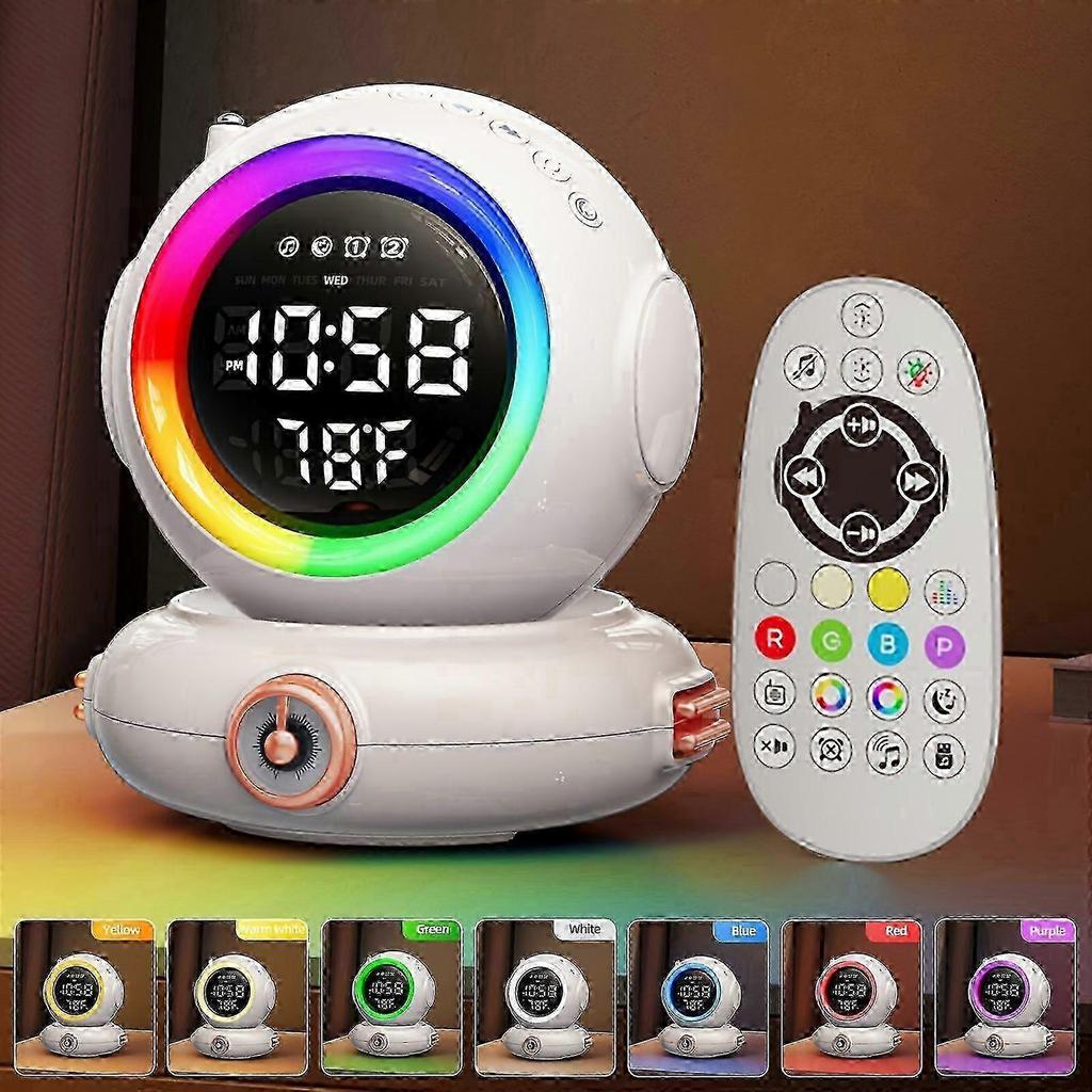 2026 New 1pc Smart Wake Up Light Alarm Clock with Sunrise Simulation, Dual Alarms, FM Radio, Wireless Speaker, 8-Level Dimmable Sunrise/Light, Soothin