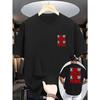European Sizes  Summer New Men's Casual Printed T-shirt with Ribbed Crew Neck and Short Sleeves