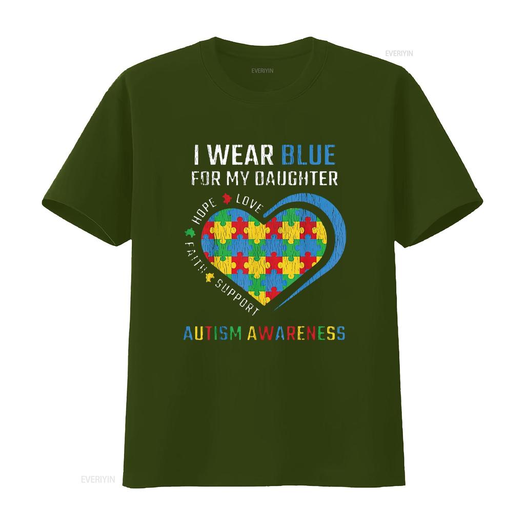 Womens Wear Blue For My Daughter Autistic Kids Autism Awareness Mom T Shirt Black 3X Large Vintage Washed Top For Everyday Wear