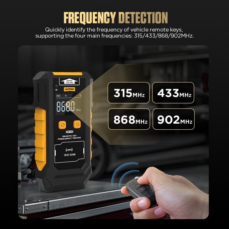 

AUTOOL RE110 Car Key Frequency Tester Door TV RF IR Remote Control Tester Detector CR2032,CR2025 Inspection Tool 315,433,868,902
