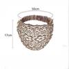 Elegant Women Hollow Headband Flower Pattern Shiny Rhinestones Faux Pearls Hair Band High Elastic Wide Hair Hijabs Holder