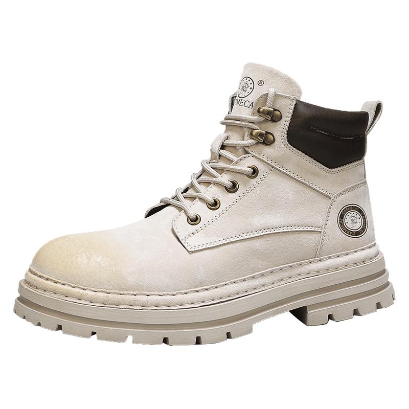Men's Outdoor Leisure Work Boots - Retro Style First Layer Pig Skin Non Slip Rubber Sole