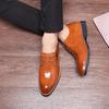 Young men's formal leather shoes men's laces British Korean version business men's shoes pointed low-top casual shoes groom's wedding shoes