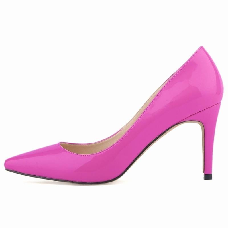Sexy High Heels Woman Pumps 8 CM Fashion Pointed  Heel Women Shoes Elegant Black Red Job Wedding Pump Plus Size