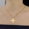 Jeruzalémský kříž Unisex náhrdelník Křesťanský náboženský přívěsek Ochranný amulet Modlitba Křestní dárek Šperky z nerezové oceli