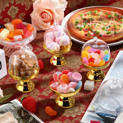 Suport Mini Tort din Plastic cu Capac Clopot Suport Afișare Deserturi Cupcake Transparent Placă pentru Bomboane Ciocolată pentru Ziua de Naștere Nuntă Sărbătoare Petrecere Baby Shower Petrecere de Ceai