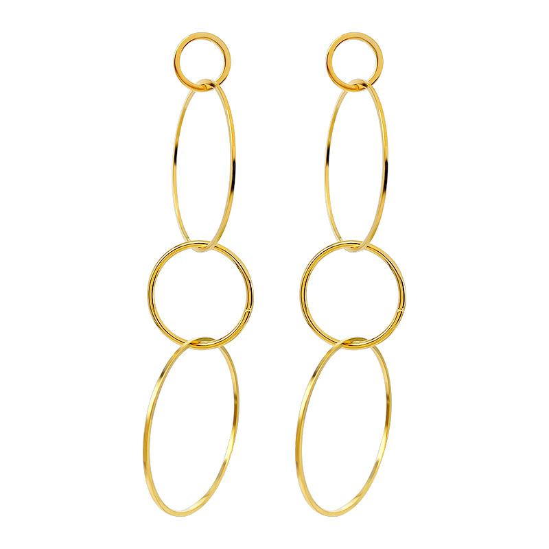 Exaggerated Chain Element Ring Earrings, Niche and Unique Design, Circle Earrings, Simple, Atmospheric and High-end Earrings