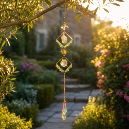 Crystal Sun Catchers for Windows, Colorful Healing Light Crystal Suncatcher, Glass Ball Prism Pendant, Decorative Wind Chimes, Indoor Outdoor Patio