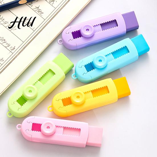 Portable Eraser Case Push Pull Retractable Eraser, Cute Pastel Pencil for No Trace Students, Clean Dustless 2B Kids, School Supplies Retract