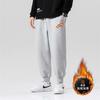 Casual sweatpants men's autumn and winter new large size tied feet thickened trendy printed velvet pants