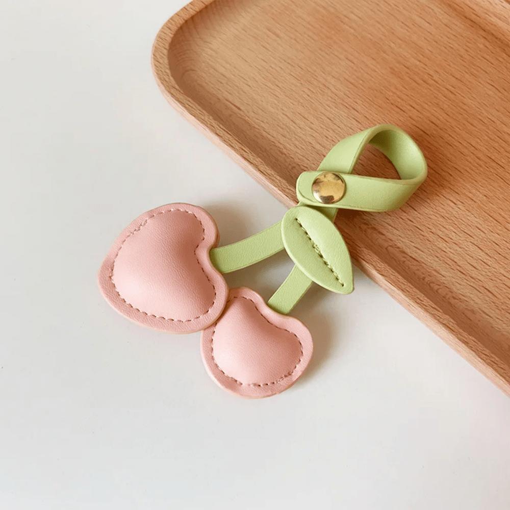 Cute 3D Peach Heart Cherry Car Key Chains Red Pink Love Versatile Bag Pendant Key Chains for Women