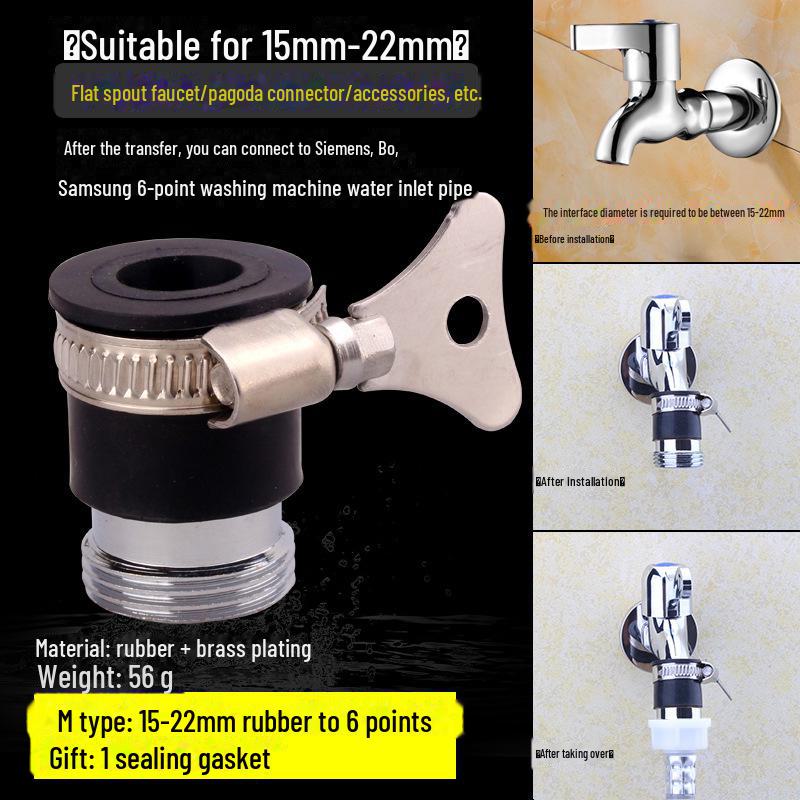 Washing Machine Faucet Adapter: 4 To 6 Points Connector for Inlet Pipe and Car Wash Basin