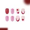 24Pieces Elegant French Tip Presses On Nail Glossy Oval Short Shape Red Pink Polkas Dots Design