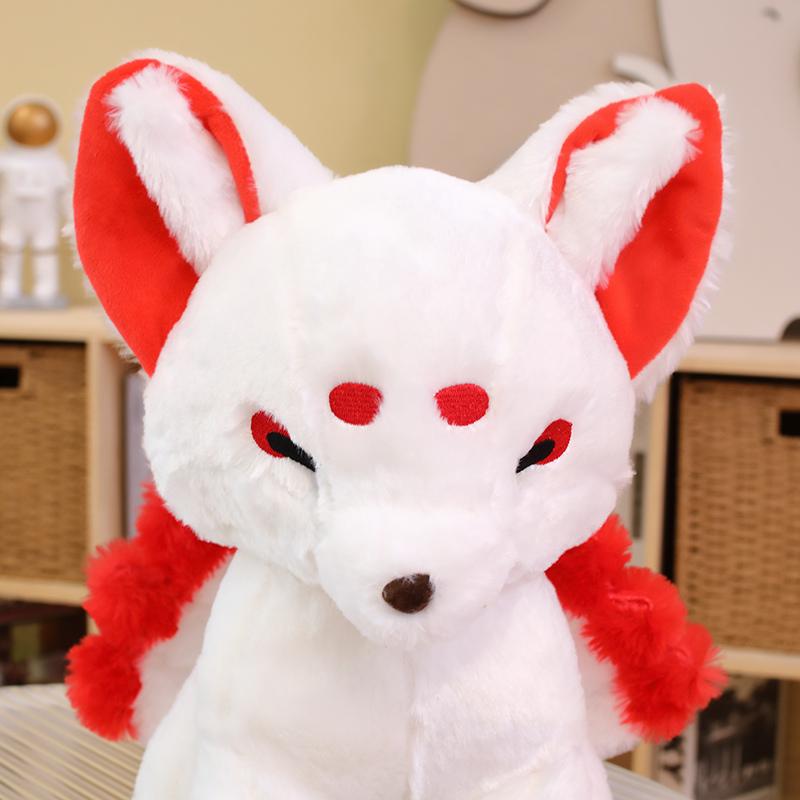 Non-Toxic 38Cm Simulation Fat White Nine-Tailed Fox Plush Toy Stuffed Fox Animal High Quality Gumiho Birthday Gift Toy Home Decor Toy