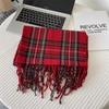 Tassel Winter Cashmere Scarves Plush Cape Wraps Elegant Plaid Wool Scarf  Girl