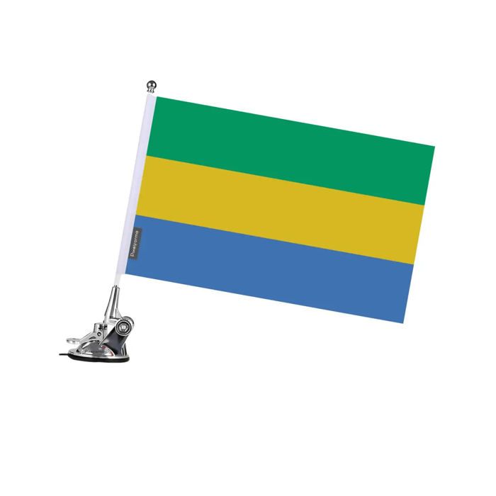 Drapeau - Gabon - 27 x 35 cm - Mât à Ventouse - Acier Inoxydable - Impression Recto/Verso