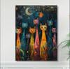 Colorful Cat Art Canvas for Living Room or Bedroom Wall