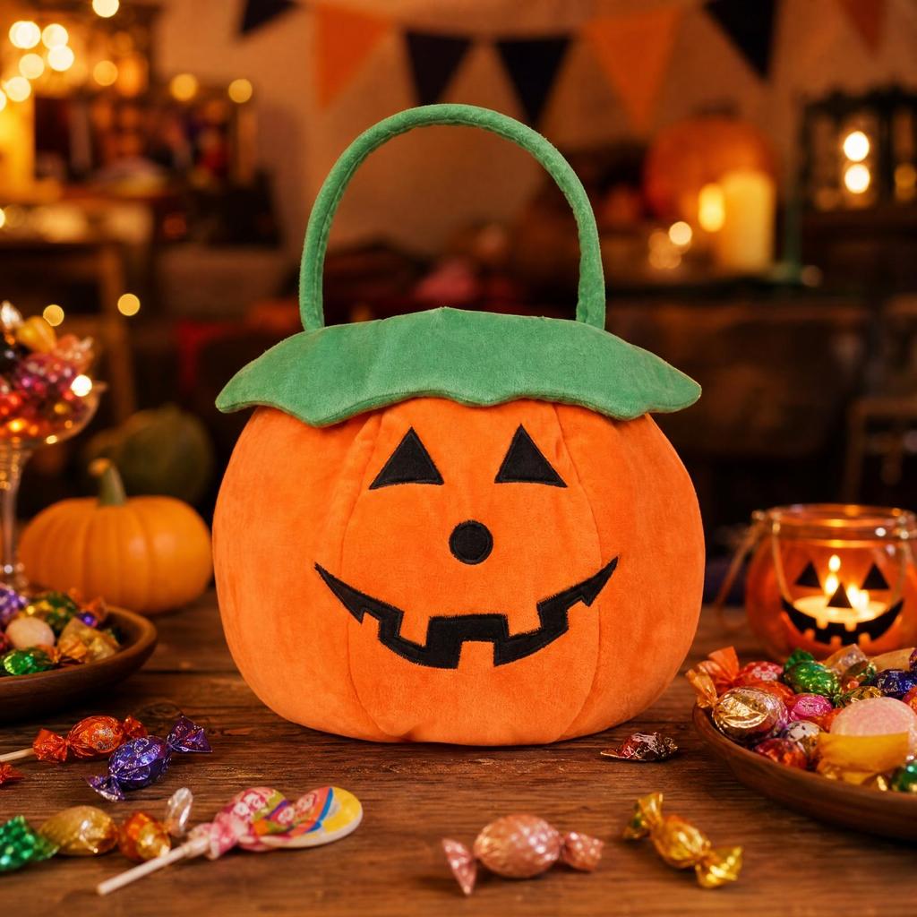 Soft Pumpkin Candy Bag Roomy Halloween Tote Child-Safe for Children