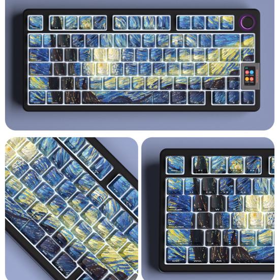 1 Set Starry Moon Colored Keyboard Key Caps Set 108 Keys Waterproof PBT Keyboard Caps Replacement No Fingerprints Computer