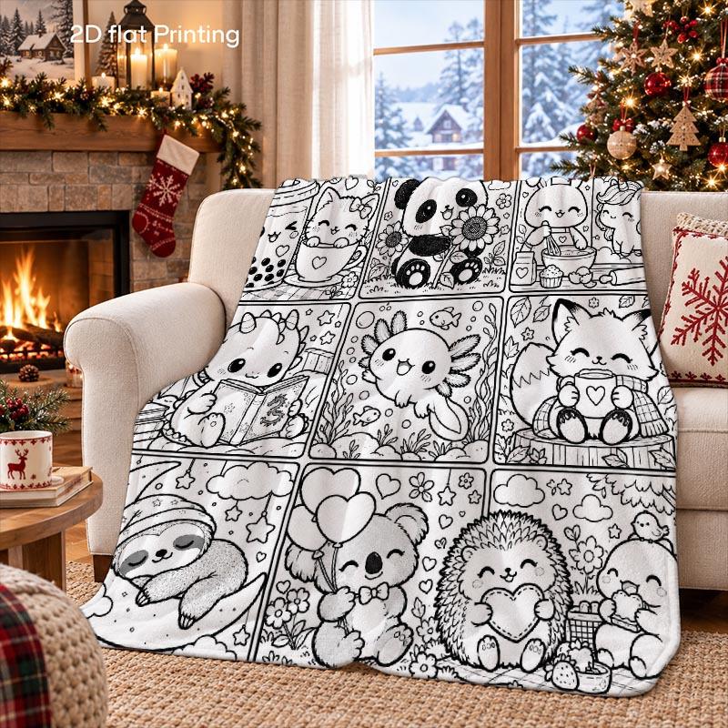 1pc Reading Time Printed Fleece Blanket, Suitable for Sofa, Bed, Office, Car, Dormitory, And Camping Scenarios, Holiday Gift Recommendation