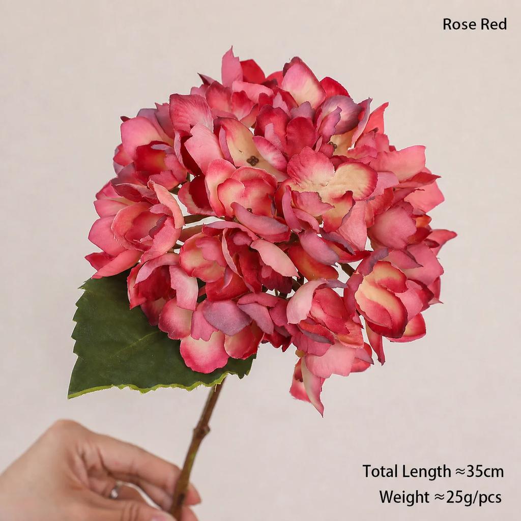 Artificial Hydrangea Retro Flower Branch 35cm Realistic Floral DIY Wedding Bouquet Room Home Table Decoration Photography Props